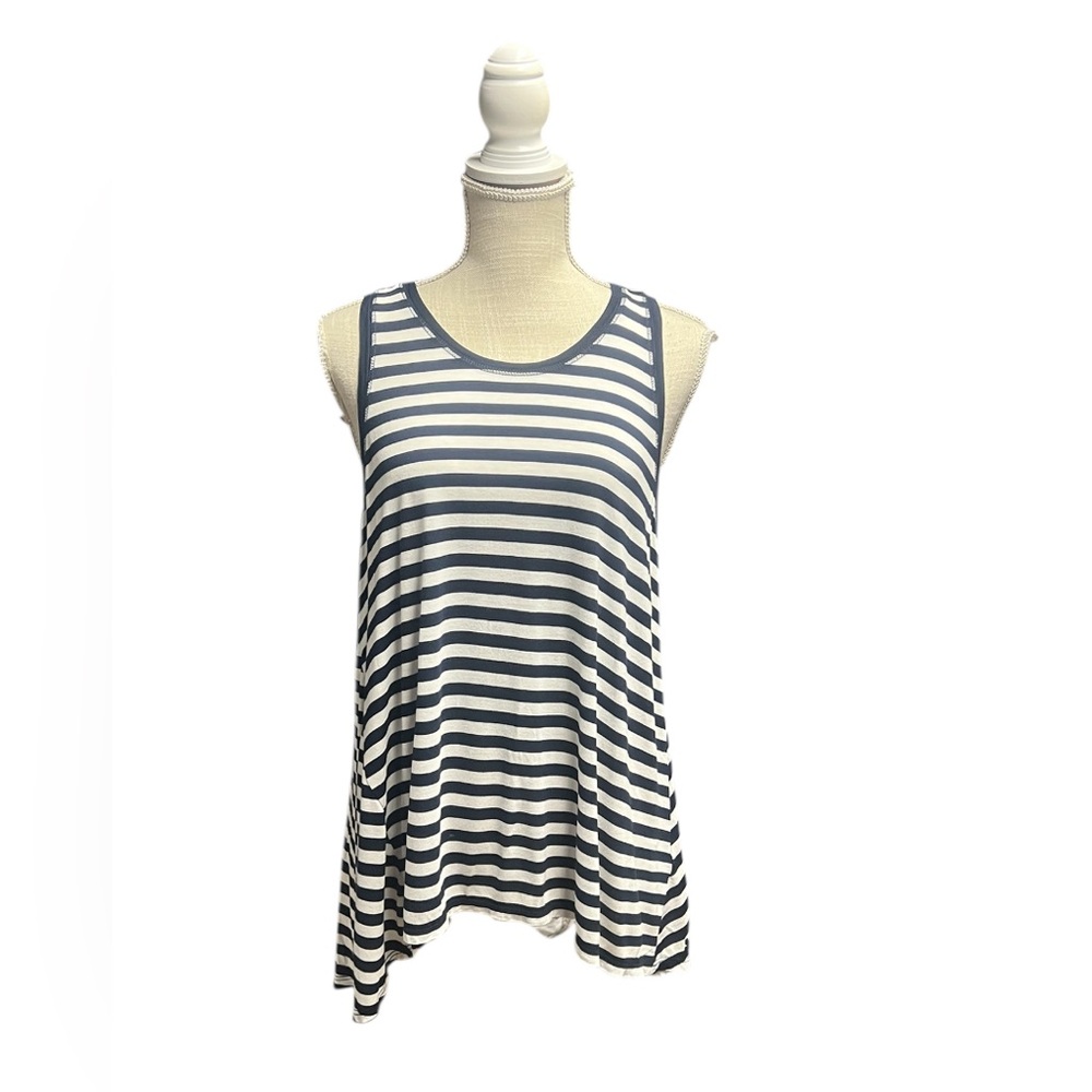 Sweaty Betty navy blue and white striped tank top